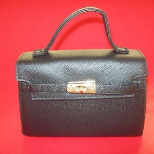 BLACK MINI HANDBAG W/ADJUSTABLE STRAP